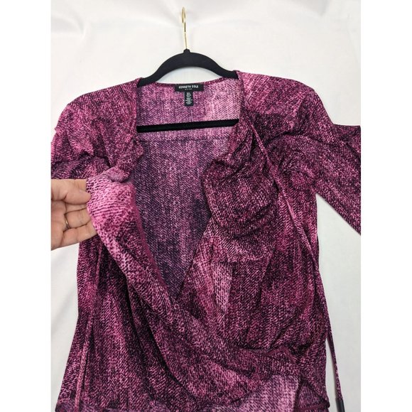 Kenneth Cole Vibrant Pink Wrap Blouse Size Large‎ - Picture 4 of 7